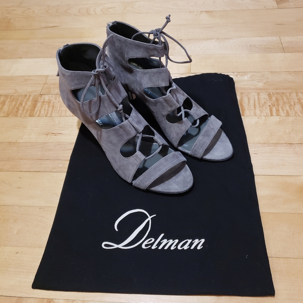 Delman Gray Suede Sandals